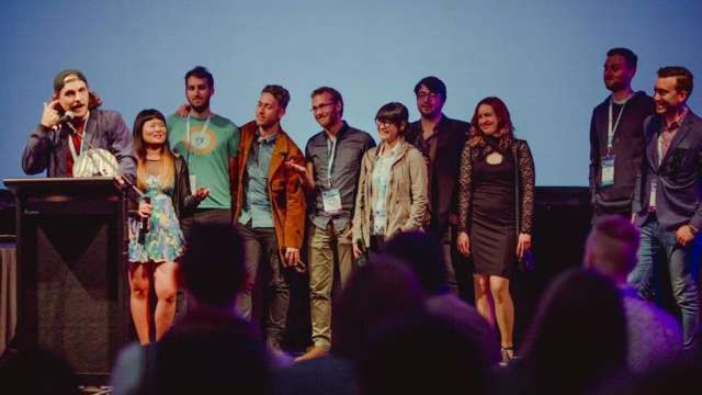League of Geeks accepting Studio of the Year at the 2016 Australian Game Development Awards